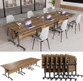 Conference Table, Modern Folding Meeting Tables with Flip Top, Mobile Podcast Table with Four Locking Wheels, Large Training Table for Meeting Room, Office, Classroom (6, A, 70.8in)