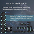 120mmx5 600mm Adjustable Computer PC Vent Fans 3V-12V Speed Controller for Flexible Arrange Rack Space Window Wall Cabinet Server Mining Rig Chicken Coop Exhaust Cooling
