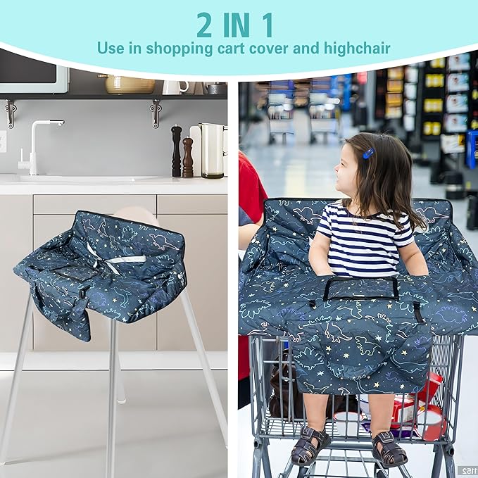 Shopping Cart Cover for Baby,2-in-1 High Chair Cover with Portable Cloth Bag,Cart Seat Pad for Babies Grocery Cushion Cover Restaurant,Suitable for All Supermarkets