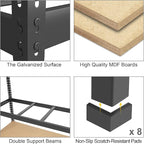 PrimeZone 4 Pack Heavy Duty Adjustable 5 Tier Garage Storage Shelves - 47" W x 18" D x 71" H, Metal Utility Rack Shelf Unit for Warehouse, Pantry, Closet, Kitchen, Black
