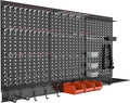 TORACK Metal Pegboard Wall Organizer System for Garage, 109 PCS Pegboard Accessories Tool Organizer Kit with Pegboard Bins, Hooks, Pegboard Tool Storage System for Workbench(Black)