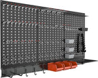 TORACK Metal Pegboard Wall Organizer System for Garage, 109 PCS Pegboard Accessories Tool Organizer Kit with Pegboard Bins, Hooks, Pegboard Tool Storage System for Workbench(Black)