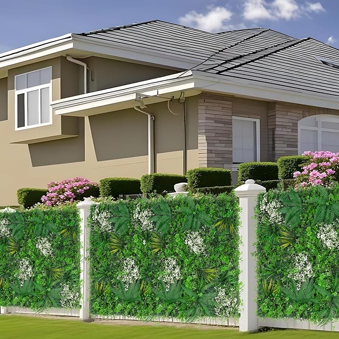 20"X20" Artificial Grass Wall, 8PCS Boxwood Panels UV-Protected Faux Grass Backdrop Wall,Greenery Privacy Hedge Screen for Outdoor Garden Patio, Indoor Party Balcony Fence Decor