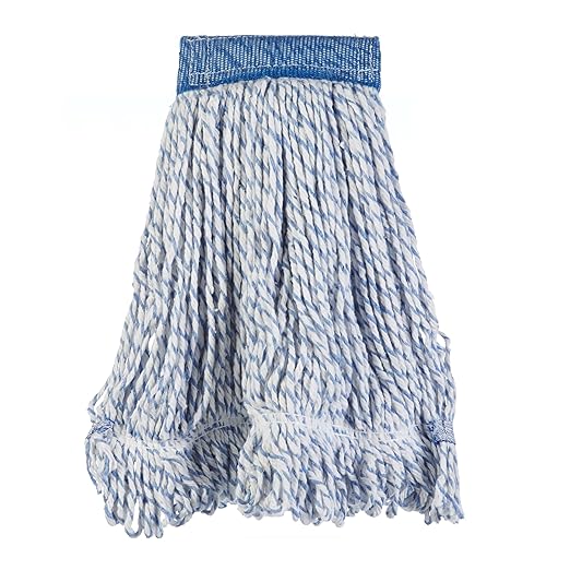 Amazon Basics Loop-End Rayon Finish Commercial String Mop Head, 5 Inch Headband, Medium, 6-Pack