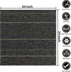 24 * 24in Self-Adhesive Carpet Tiles, Peel and Stick Floor Squares for Home Office, Removable Decorative Rug Mat, Easy Install, Sound Absorbing (10Pcs Dark Grey)