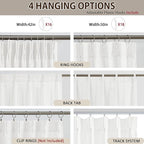 White Pinch Pleated Sheer Curtains 102 Inches Long, Textured Window Treatments Curtain for Bedroom/Living Room 42x102 Inch 2 Panels Back Tab Rod Pocket