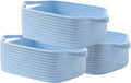 KALLAX Small Woven Basket, 12 x 8 x 4.5 Inches, Small Storage Baskets for Organizing, Gift Baskets Empty, Cute Rope Shelf Closet Storage Bins for Shelves, Dog Toy Basket, Light Blue