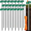 Tradesparker Tent Stakes 22-Pack 10Inch Heavy Duty Garden Stakes Canopy Anchors Double-Sided Hook Design - Includes Ropes for Camping Tents, Pop Up Canopies and Outdoor Events, Green