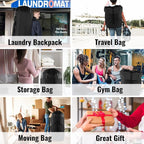 Laundry Bag Backpack, 125L, Extra Large with Shoulder Straps, Adjustable & Extendable Design, Hamper 3 Pockets for Laundromat, College, Travel, Camping