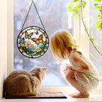 Stained Glass Window Hanging, Butterflies Flying in The Sky Suncatcher for Doors Home Sun Catchers Decoration and Christmas, Mother's Day Birthday Gifts for Women, Men, and Mom 6.3 in