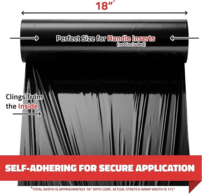 Black Stretch Wrap Industrial Strength Extra Thick 4 Pack 18" 1100 SqFt 80 Gauge (20 Micron) Shrink Wrap Roll for Moving Supplies, Furniture, Pallets, Plastic Wrap for Packing, Stretch Film