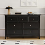 BLANKSPACE Black Dresser, Modern Dresser for Bedroom, 7 Chest Drawer Nightstand, Large Capacity Wood Cabinet for Bedroom, Living Room, Closets