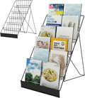 6 Tier Countertop Wire Magazine Racks,18" Wide Metal Comic Book Display Rack with Sign Channel,Foldable Retail Vendor Booth Display Stand for Greeting Card,Brochure,Art Print,CD,Craft