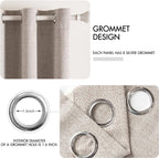 MIULEE Linen Texture Curtains for Bedroom Solid 100% Blackout Thermal Insulated Khaki Curtains Grommet Room Darkening Drapes Luxury Decor for Living Room Nursery 52x96 Inch (2 Panels)