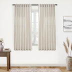 XTMYI Oatmeal Beige Back Tab/Hook Belt Linen Cotton Sheer Curtains 63 Inch Length for Bedroom Living Room