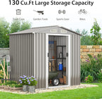 HAPPYGRILL 6 x 4 ft Outdoor Metal Storage Shed, Galvanized Steel Shed with Tilted Roof, Lockable Sliding Doors & 4 Air Vents, Utility Shed for Backyard Garden Patio Lawn