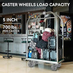 5'' × 2'' Caster Wheels, Heavy Duty Industrial Casters Set of 4 Rubber Wheels, Load 2800lbs Capacity, Swivel Caster for Cart Dolly Toolbox Trolley (4 Swivel)