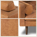 POLY & BARK Napa 72" Leather Sofa – Full-Grain Italian-Tanned Aniline Leather, Feather-Down Comfort, Solid Wood Frame, Walnut Legs, Cognac Tan