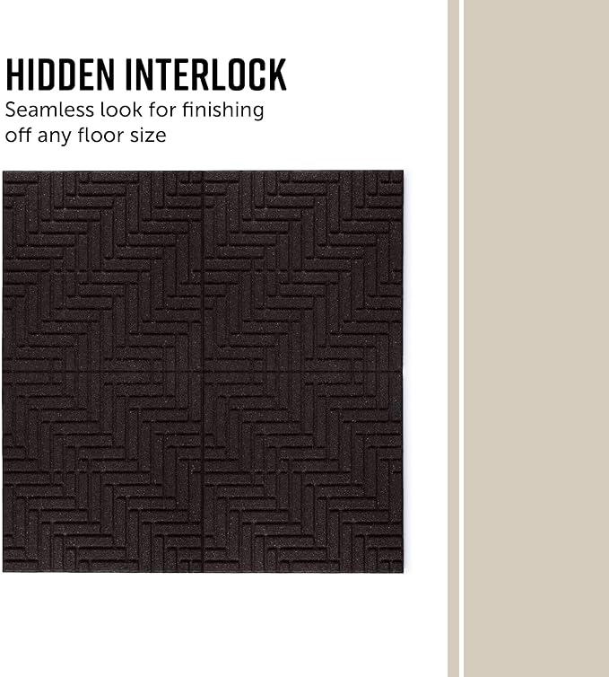Playsafer Herringbone Rubber Interlocking Tiles | 16 X 16 | Easy Install for Indoor and Outdoor Use (Brown, 1 Tile)