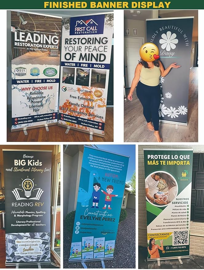 Custom Banner Pop up Banner Aluminum Deluxe Retractable Banner-Made in USA-33"x81" with Stand Roll up Banner for Business, Trade Shows, Stores, Advertising, Events