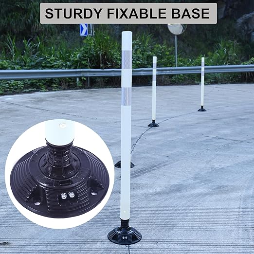 OrangeStar 8 Pack Delineator Post 48" White Traffic Delineator Cones with Fixable Base for Road Safety, Parking Lots