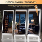 Hasipu Full Length Mirror with Lights, 75" x 28" LED Lighted Floor Standing, Full Body Dressing Hanging Mounted Mirror, Dimmable, Tempered Glass, Safe to Use, Square White