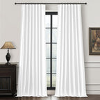BrightWhite Lush Decor Curtains for 104-106 Inch Windows 2 Panel Sets, 105 Inches Curtains for Bedroom Black Out, Linen Drapes Back Tab Rod Pocket Custom Length (W50 xL105)