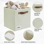 Collapsible Fabric Storage Cube Bins with 2 Reinforced PU Handles, Foldable Storage Organizer Baskets for Closet, Shelves, Living Room | 11"x11"x11", 4 Pack, Sage Green