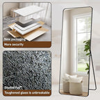 BEAUTYPEAK Black Full Length Mirror, 71"x32" Rounded Corner Floor Mirror Standing Hanging or Leaning Against Wall, Suitable for Bedroom or Dressing Room