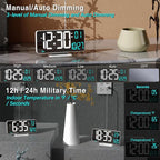 KOSUMOSU Digital LED Clocks for Bedrooms 6.7in White Alarm Clock, Dimming, 12/24h, Date, Day of Week,Temp,Desk Clock, LED Clock for Bedside, Digital Calendar Clocks for Living Room Essentials