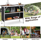 Giantex Portable Bar Table for Events, Folding Mobile Bartending Station with Storage Shelves, Removable Privacy Skirt, Carrying Case, for Parties, Catering, Trade Shows (Coffee, 43.5''L x 34.5''H)