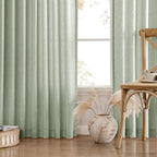 MIULEE Non-See-Through Privacy Linen Curtains 2 Panels, Sage Green Light Filtering Window Curtains 96 Inches Long, Farmhouse Textured Back Tab Semi Sheer Drapes for Bedroom Living Room, Light Green