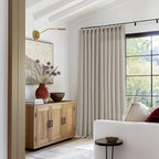 Taupe Burlywood Pinch Pleat Linen Curtains 102 Inches Long 70 Inch Wide for Patio Sliding Door Light Filtering Semi Sheer Pleated Drapes Back Tab Extra Wide 70 x 102 Curtain for Living Dining Room