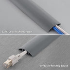 ZhiYo 3.6ft Cord Covers for Wires on Floor, Gray Cord Hider Floor Hide Extension Cords, Soft PVC Cable Cover Cable Protector, Wire Cavity W0.62in H0.31in, Grey