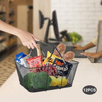 12Pcs Black Metal Shopping Basket, Durable Plastic Metal Handles Large Capacity Multifunctional Plastic Basket Portable with Stackable Shopping Baskets for Supermarket Bookstore Laundry Rooms Store