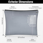 2 Pcs Interoffice Mailer Canvas Transit Sack Zipper Bag 18" x 14" Large Zipper Pouch with Grommet Interoffice Mail Bag (Gray)