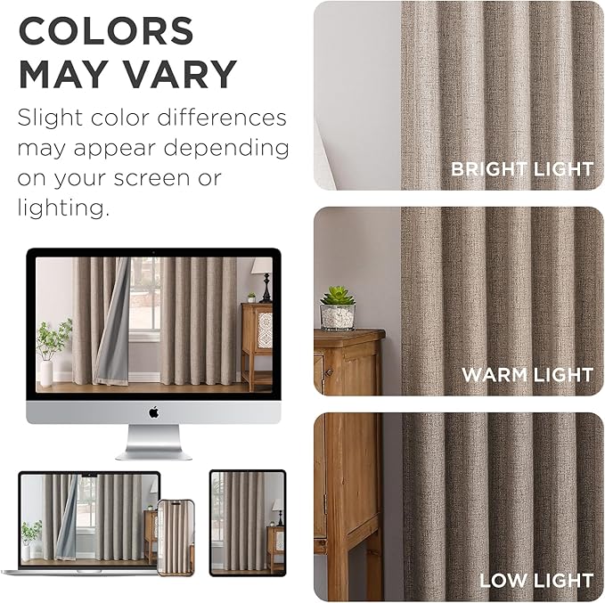 Joydeco Pinch Pleated Curtains - 100% Blackout for Bedroom, Linen Curtains 40" W x 72" L, Thermal Insulated 2 Panels Light Blocking Drapes, Back Tabs for Living Room