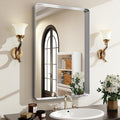 Silver Bathroom Mirror for Wall, 36x24 Inch Rectangular Aluminum Alloy Framed Mirror, Modern Wall Mounted Vanity Mirror for Bathroom, Vertical or Horizontal