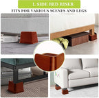 Bed Risers 1 inch, 2 inch, 3 inch, 4 inch, 6 inch, 8 inch Heavy Duty, Oversized Furniture Riser for Couch Sofa Table Chair Leg Frame Dorm, Support up to 6000 Lbs (Brown 4 Pack, 4 inch)
