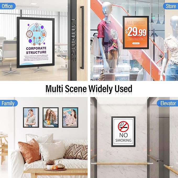 Magnetic Sign Holder 8.5 x 11 Inches Self-Adhesive Magnetic Display Frame 24 Pack Magnet Sign HoldersPicture Frame Document Holder for Wall, Window, Classroom, Office, Poster Store(The back is self-adhesive)