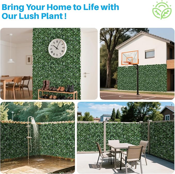 Patio Paradise 58"x97"-7Pc Faux Ivy Fence Privacy Screen Artificial Greenery Wall Backdrop,Fake Grass Wall Panels for Outside Apartment Balcony,Vine Leaf Decor for Outdoor Patio Chain Link