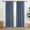 PONY DANCE Blackout Curtains for Bedroom 90 inches Long 2 Panels Set, Thermal Insulated Rod Pocket Black Out Window Drapes, Noise Reducing Window Treatment for Living Room(W42 x L90 inch, Stone Blue)
