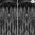2 Pack Foil Curtain Backdrop Black Metallic Tinsel Foil Fringe Curtains Photo Booth Props for Birthday Wedding Engagement Baby Shower Bachelorette Christmas Holiday Celebration Party Decorations