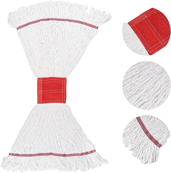 Matthew Cleaning Microfiber String Mop Heavy Duty Commercial Wet Mop Head Replacement,Excellent Absorbency,Premium Launderability,Reusable for Home,Commercial and Industrial Use(White,12Pack)