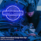 Custom Neon Garage Sign, Personalized Father's Day Gifts, Garage LED Neon Light For Man Cave Decor, Multiple Mounting Ways, Dimmable Neon Garage Name Sign For Men, Dad