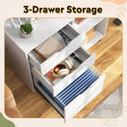 DEVAISE 3-Drawer Wood File Cabinet, Mobile Lateral Filing Cabinet, Printer Stand with Open Storage Shelves for Home Office, White