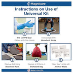 Universal Spill Kit OSHA Approved - Biohazard Clean up Kit for Oil, Water & Chemicals | 15 Absorbent Pads, 2 Socks, PPE, Biohazard Bags in Bright Orange Duffel Bag