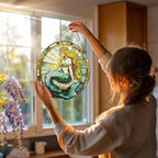 Stained Glass Window Hanging, 8 Inch Mermaid Suncatcher Stained Glass Ornament, Suncatchers for Windows Hanging, Sun Catchers Indoor Window, Mermaid Gifts, Gifts for Friends, Housewarming Gift