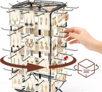 360 Rotating Earring Display Stands for Selling, 4 Tier Metal Earring Rack Holder Stand, Jewelry Display for Selling Earring Cards, Bracelets, Necklaces, KeyChains, Hair Accessories (48 Hooks)