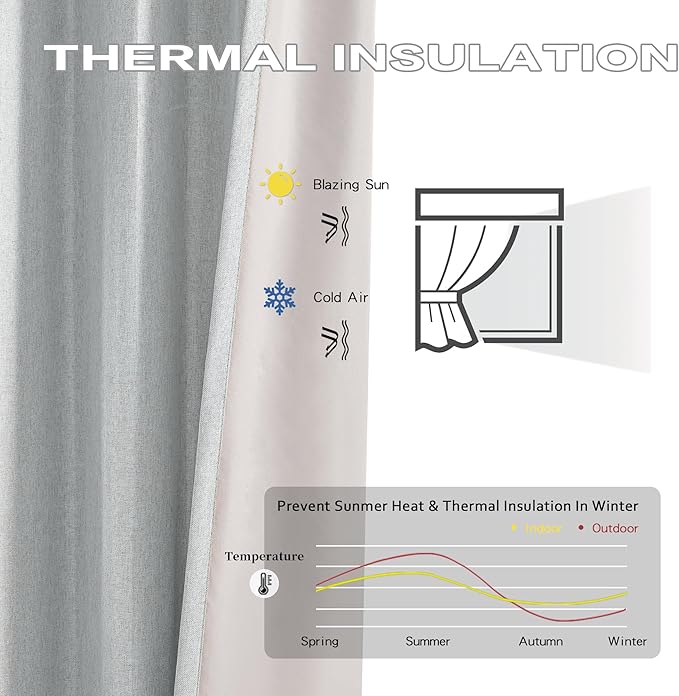 Light Grey Pinch Pleated Blackout Curtains 104 Inch Long, Accordion Style Thermal Insulated Drapes with Hooks, Back Tab Ceiling Traverse Curtains for Living Room,40x104, 2 Panels